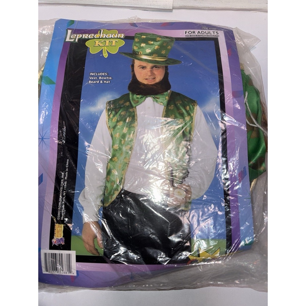 Forum Novelties Leprechaun Kit Adult Costume Vest Hat Bowtie Beard 55681 Green